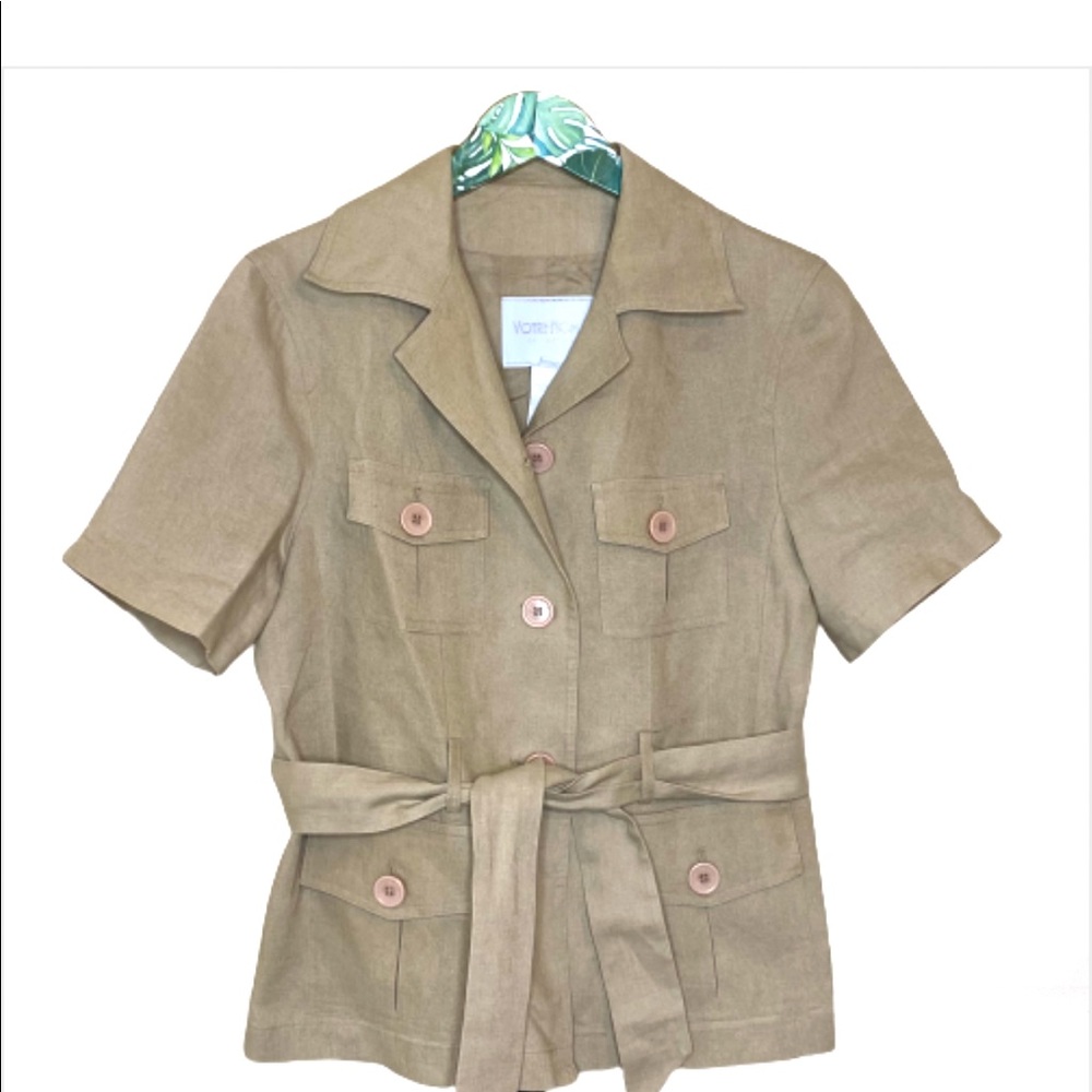Votre Nom linen safari style khaki blazer sz 4